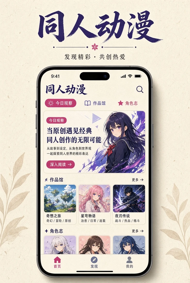 同人动漫APP服务示意